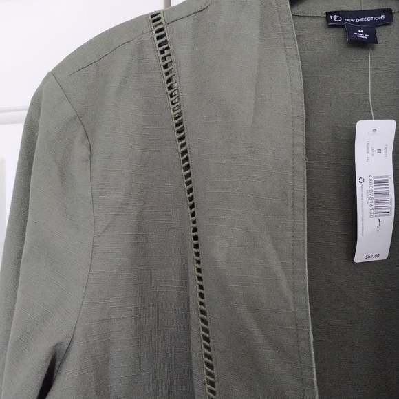 ND New Directions Olive Green Cutout Detail Blazer Jacket M - Picture 2 of 11